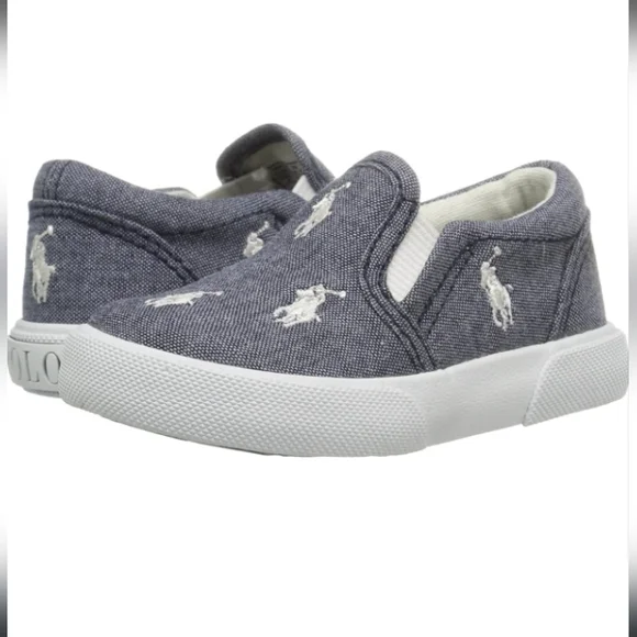 POLO Ralph Lauren Bal Harbour Big Pony Slip-On Kids Sneakers EUC - Picture 3 of 11